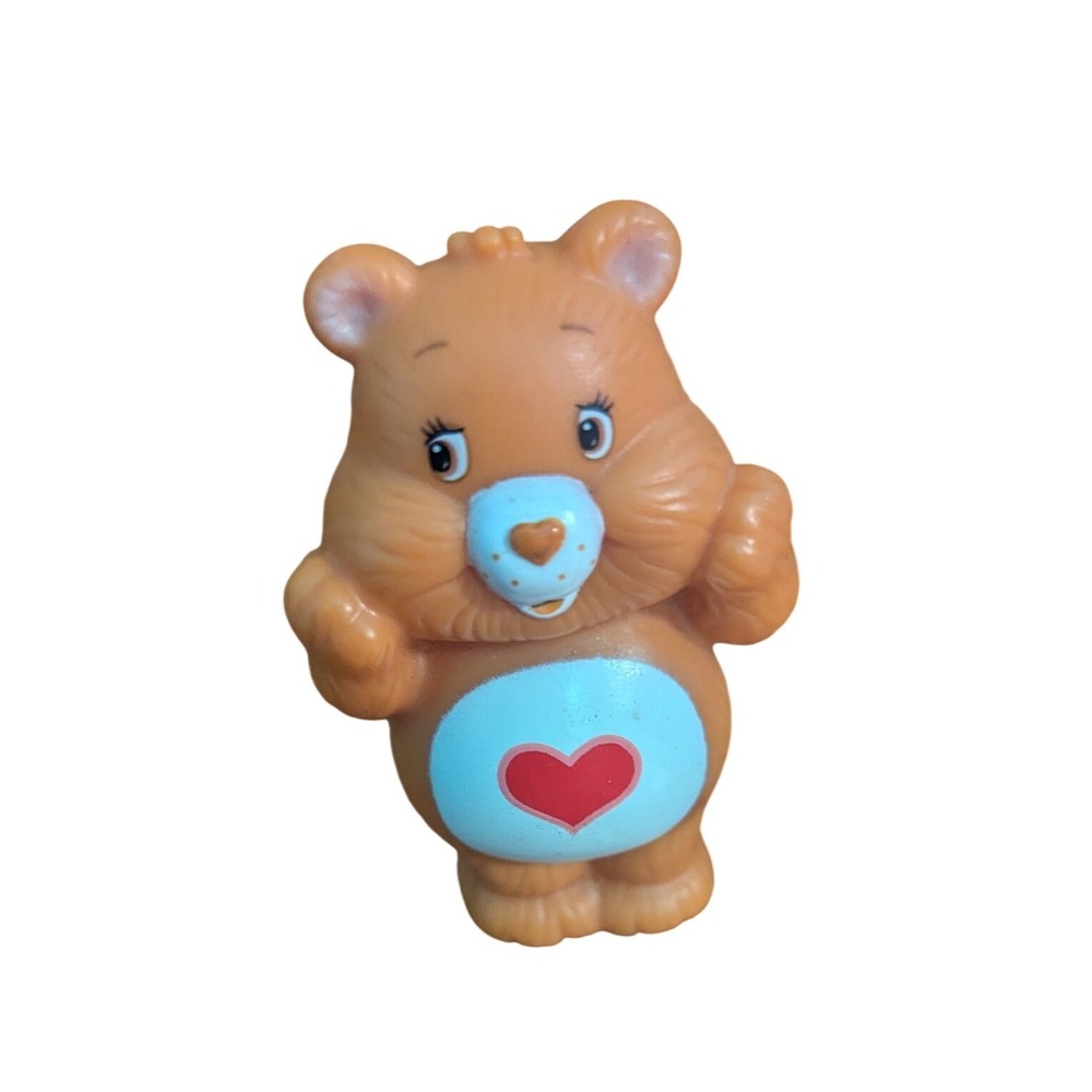Vintage Care Bears Tenderheart Bear PVC Mini Figure 2 inch Brown 1980s TCFC